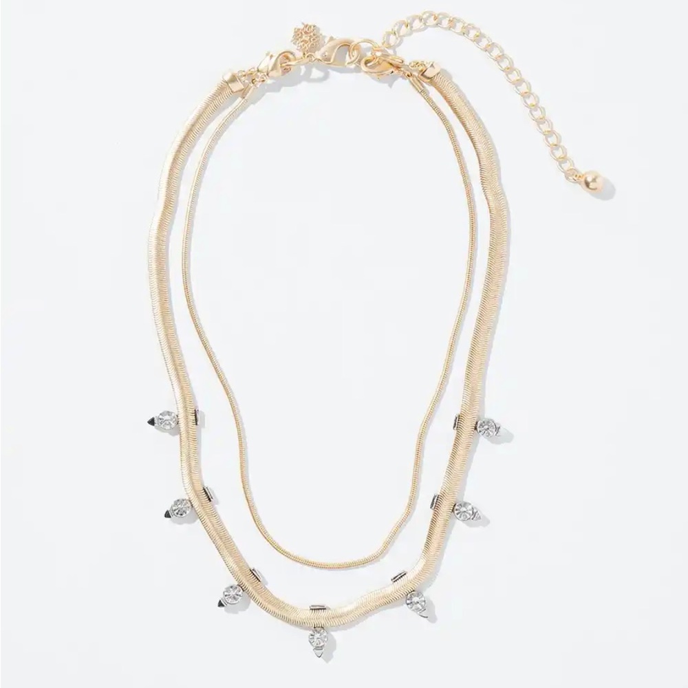 WHBM Mixed-Metal Spike Stud Multi-Strand Necklace